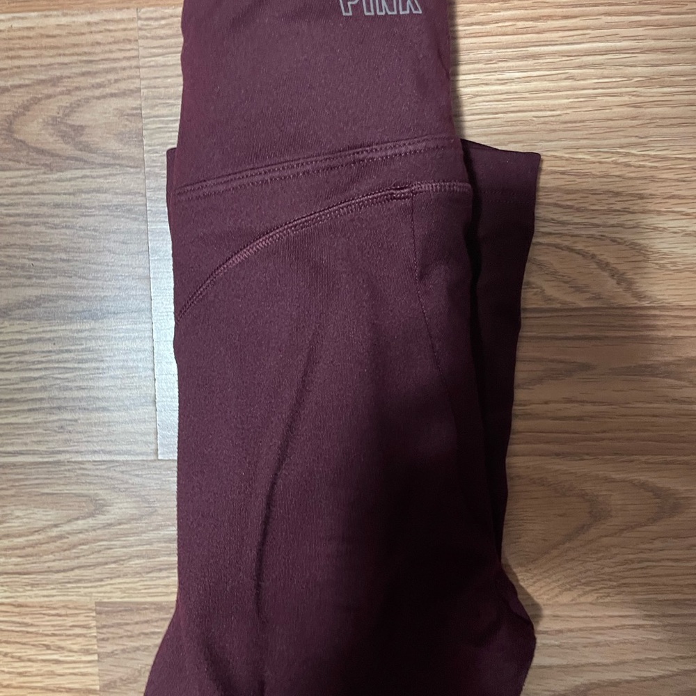 PINK Victoria's Secret Adult Maroon Leggings with pockets